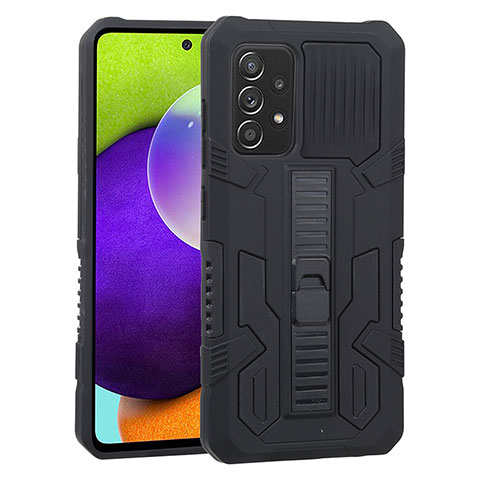 Coque Contour Silicone et Plastique Housse Etui Mat avec Support ZJ1 pour Samsung Galaxy A52s 5G Noir