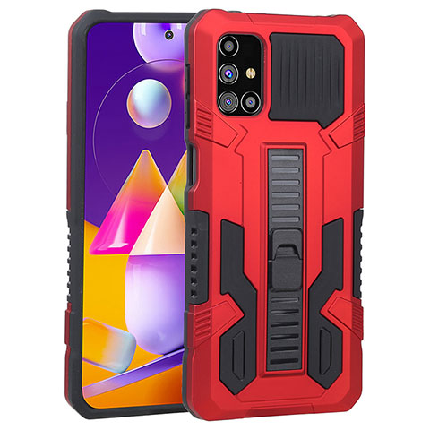 Coque Contour Silicone et Plastique Housse Etui Mat avec Support ZJ1 pour Samsung Galaxy M31s Rouge