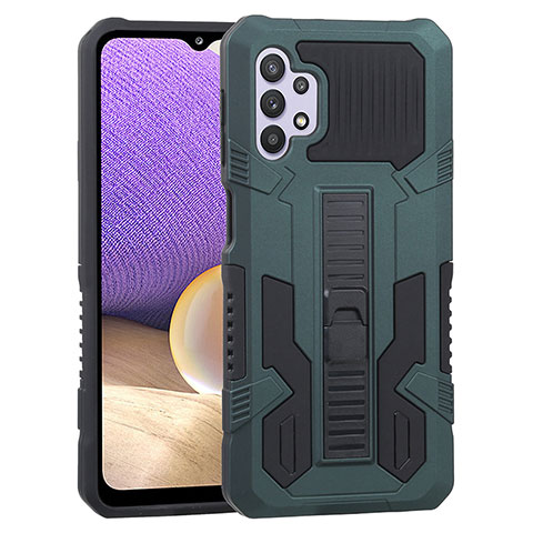 Coque Contour Silicone et Plastique Housse Etui Mat avec Support ZJ1 pour Samsung Galaxy M32 5G Vert