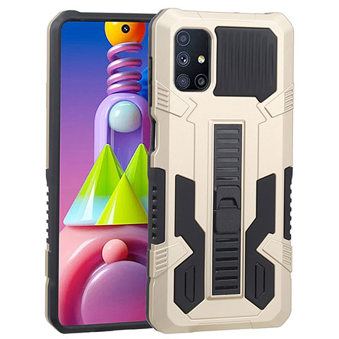 Coque Contour Silicone et Plastique Housse Etui Mat avec Support ZJ1 pour Samsung Galaxy M51 Or