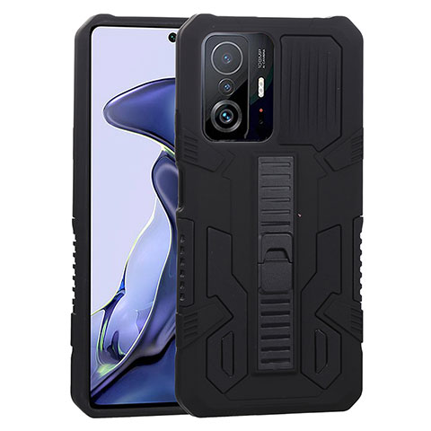 Coque Contour Silicone et Plastique Housse Etui Mat avec Support ZJ1 pour Xiaomi Mi 11T 5G Noir