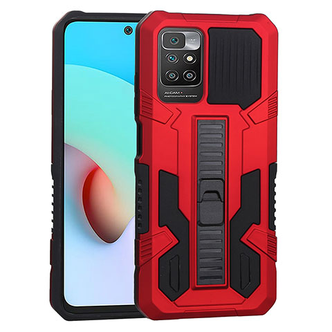 Coque Contour Silicone et Plastique Housse Etui Mat avec Support ZJ1 pour Xiaomi Redmi Note 11 4G (2021) Rouge