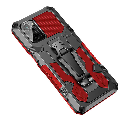 Coque Contour Silicone et Plastique Housse Etui Mat avec Support ZJ2 pour Xiaomi Mi 11X 5G Rouge