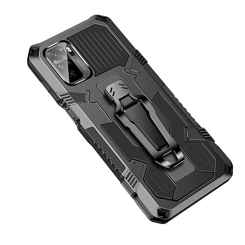 Coque Contour Silicone et Plastique Housse Etui Mat avec Support ZJ2 pour Xiaomi Poco M5S Noir