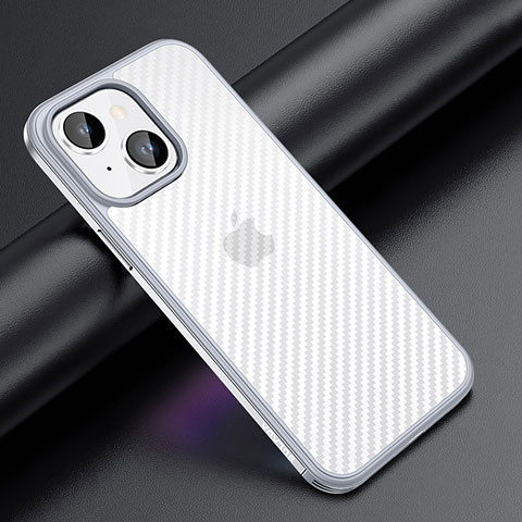 Coque Contour Silicone et Plastique Housse Etui Mat LD1 pour Apple iPhone 14 Argent