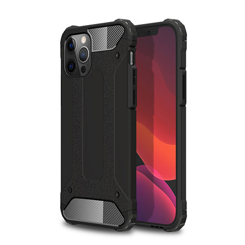 Coque Contour Silicone et Plastique Housse Etui Mat pour Apple iPhone 12 Pro Noir