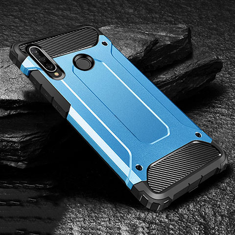 Coque Contour Silicone et Plastique Housse Etui Mat pour Huawei Nova 4e Bleu