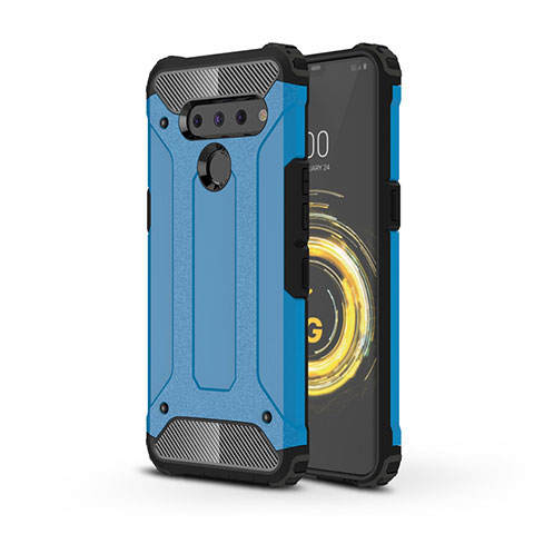 Coque Contour Silicone et Plastique Housse Etui Mat pour LG V50 ThinQ 5G Bleu Ciel