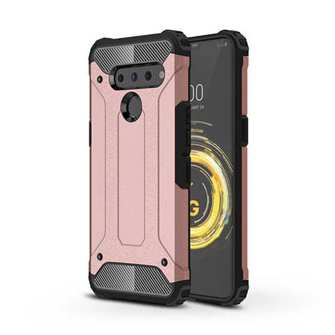 Coque Contour Silicone et Plastique Housse Etui Mat pour LG V50 ThinQ 5G Or Rose