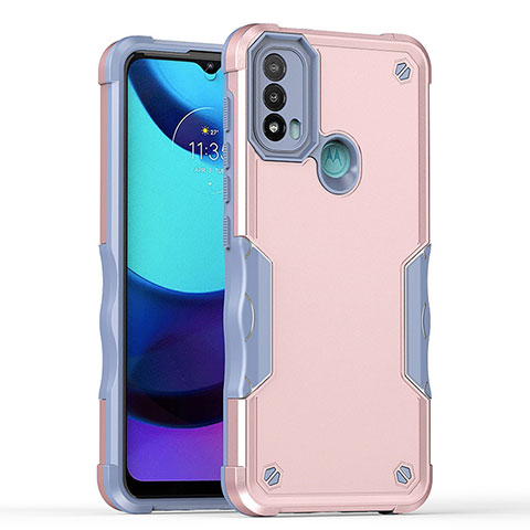 Coque Contour Silicone et Plastique Housse Etui Mat pour Motorola Moto E40 Rose