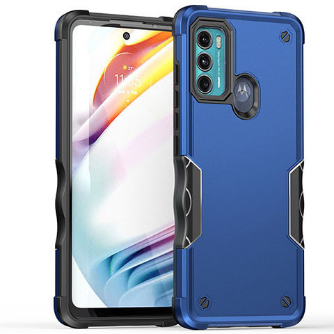 Coque Contour Silicone et Plastique Housse Etui Mat pour Motorola Moto Edge 20 Lite 5G Bleu