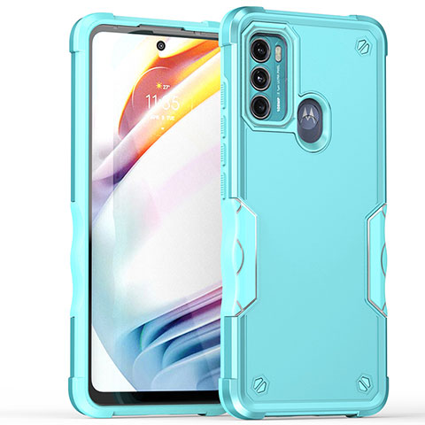 Coque Contour Silicone et Plastique Housse Etui Mat pour Motorola Moto Edge 20 Lite 5G Cyan