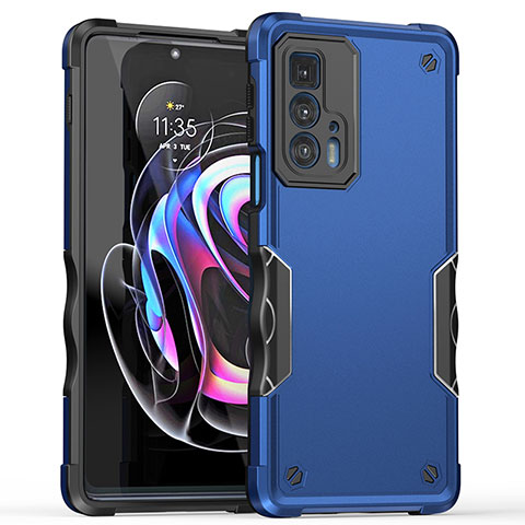 Coque Contour Silicone et Plastique Housse Etui Mat pour Motorola Moto Edge 20 Pro 5G Bleu