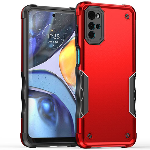 Coque Contour Silicone et Plastique Housse Etui Mat pour Motorola Moto G22 Rouge