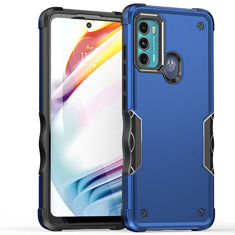 Coque Contour Silicone et Plastique Housse Etui Mat pour Motorola Moto G40 Fusion Bleu