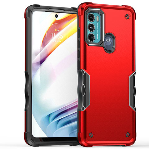 Coque Contour Silicone et Plastique Housse Etui Mat pour Motorola Moto G40 Fusion Rouge