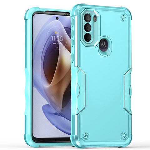 Coque Contour Silicone et Plastique Housse Etui Mat pour Motorola Moto G41 Cyan