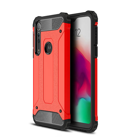 Coque Contour Silicone et Plastique Housse Etui Mat pour Motorola Moto G8 Play Rouge