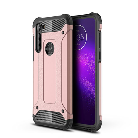 Coque Contour Silicone et Plastique Housse Etui Mat pour Motorola Moto G8 Power Or Rose