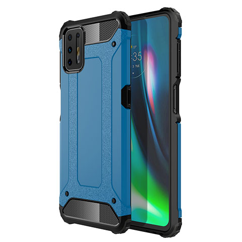 Coque Contour Silicone et Plastique Housse Etui Mat pour Motorola Moto G9 Plus Bleu Ciel