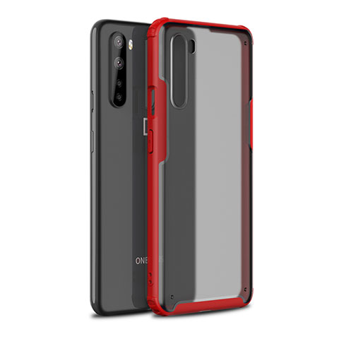 Coque Contour Silicone et Plastique Housse Etui Mat pour OnePlus Nord Rouge