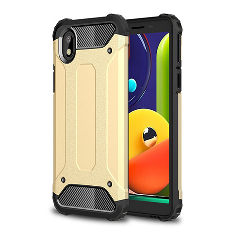 Coque Contour Silicone et Plastique Housse Etui Mat pour Samsung Galaxy A01 Core Or