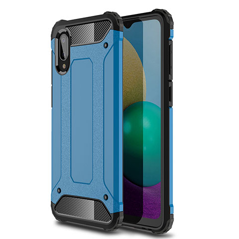 Coque Contour Silicone et Plastique Housse Etui Mat pour Samsung Galaxy A02 Bleu