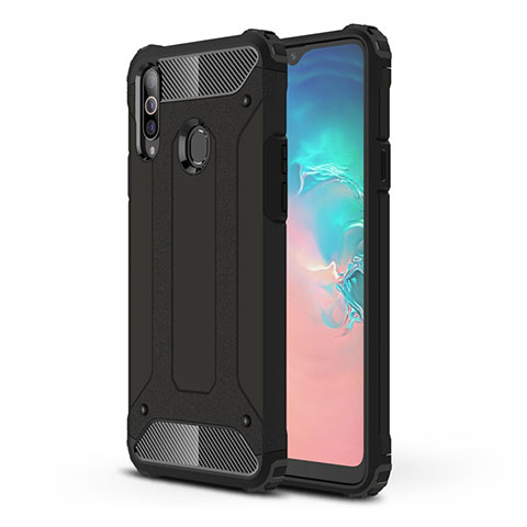 Coque Contour Silicone et Plastique Housse Etui Mat pour Samsung Galaxy A20s Noir