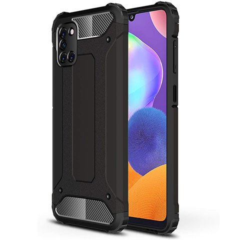 Coque Contour Silicone et Plastique Housse Etui Mat pour Samsung Galaxy A31 Noir