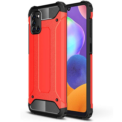 Coque Contour Silicone et Plastique Housse Etui Mat pour Samsung Galaxy A31 Rouge