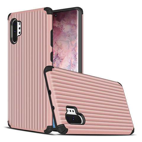 Coque Contour Silicone et Plastique Housse Etui Mat pour Samsung Galaxy Note 10 Plus 5G Or Rose