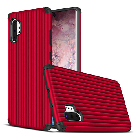 Coque Contour Silicone et Plastique Housse Etui Mat pour Samsung Galaxy Note 10 Plus 5G Rouge