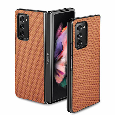 Coque Contour Silicone et Plastique Housse Etui Mat pour Samsung Galaxy Z Fold2 5G Marron