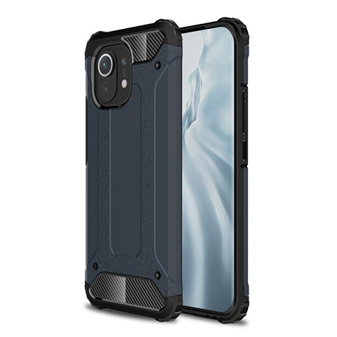 Coque Contour Silicone et Plastique Housse Etui Mat pour Xiaomi Mi 11 Lite 4G Bleu