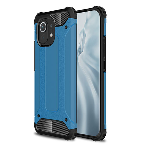 Coque Contour Silicone et Plastique Housse Etui Mat pour Xiaomi Mi 11 Lite 4G Bleu Ciel