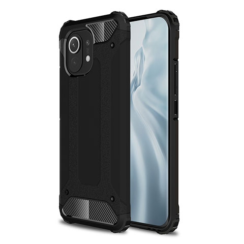 Coque Contour Silicone et Plastique Housse Etui Mat pour Xiaomi Mi 11 Lite 4G Noir