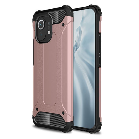 Coque Contour Silicone et Plastique Housse Etui Mat pour Xiaomi Mi 11 Lite 5G NE Or Rose