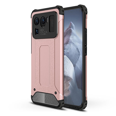 Coque Contour Silicone et Plastique Housse Etui Mat pour Xiaomi Mi 11 Ultra 5G Or Rose