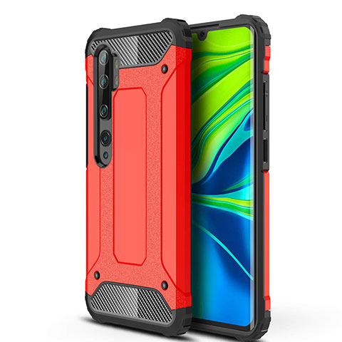 Coque Contour Silicone et Plastique Housse Etui Mat pour Xiaomi Mi Note 10 Pro Rouge