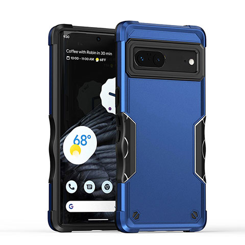 Coque Contour Silicone et Plastique Housse Etui Mat QW1 pour Google Pixel 7 5G Bleu