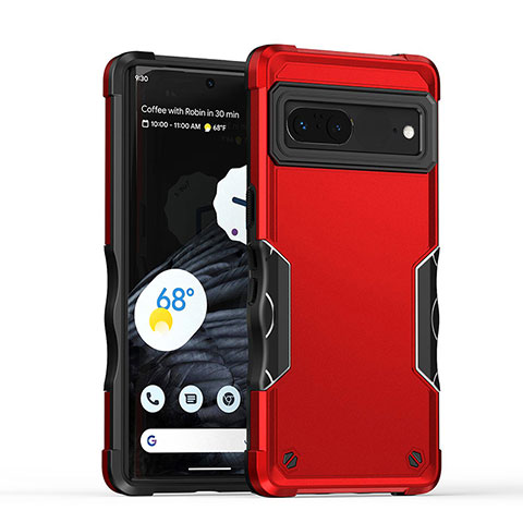 Coque Contour Silicone et Plastique Housse Etui Mat QW1 pour Google Pixel 7 5G Rouge