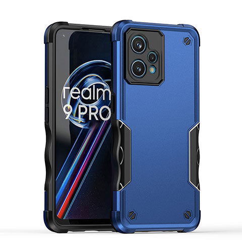 Coque Contour Silicone et Plastique Housse Etui Mat QW1 pour Realme 9 Pro+ Plus 5G Bleu