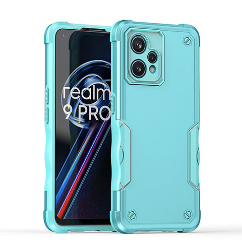 Coque Contour Silicone et Plastique Housse Etui Mat QW1 pour Realme 9 Pro+ Plus 5G Bleu Clair