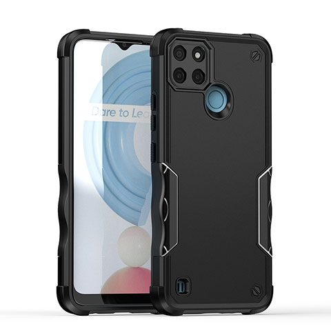 Coque Contour Silicone et Plastique Housse Etui Mat QW1 pour Realme C21Y Noir