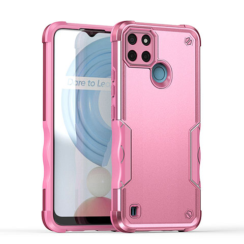 Coque Contour Silicone et Plastique Housse Etui Mat QW1 pour Realme C21Y Rose