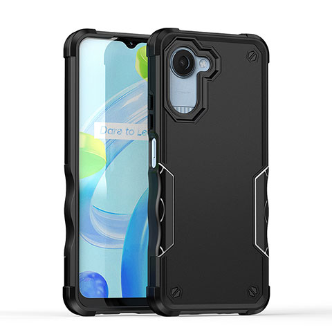 Coque Contour Silicone et Plastique Housse Etui Mat QW1 pour Realme C30s Noir