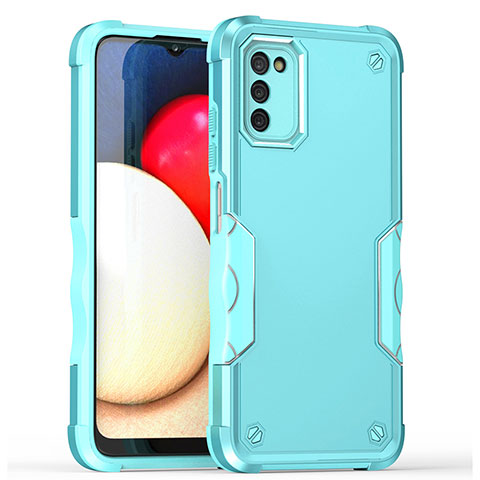 Coque Contour Silicone et Plastique Housse Etui Mat QW1 pour Samsung Galaxy A02s Bleu Clair