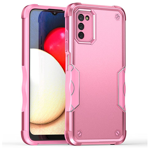 Coque Contour Silicone et Plastique Housse Etui Mat QW1 pour Samsung Galaxy A03s Or Rose