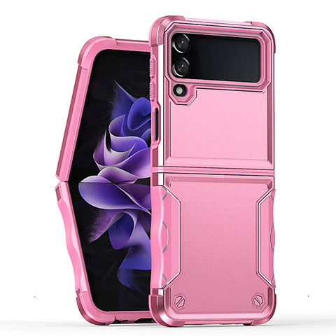 Coque Contour Silicone et Plastique Housse Etui Mat QW1 pour Samsung Galaxy Z Flip4 5G Or Rose