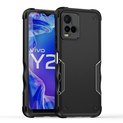 Coque Contour Silicone et Plastique Housse Etui Mat QW1 pour Vivo Y21 Noir